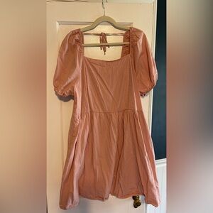 Chic Blush Puff Sleeve Mini Dress